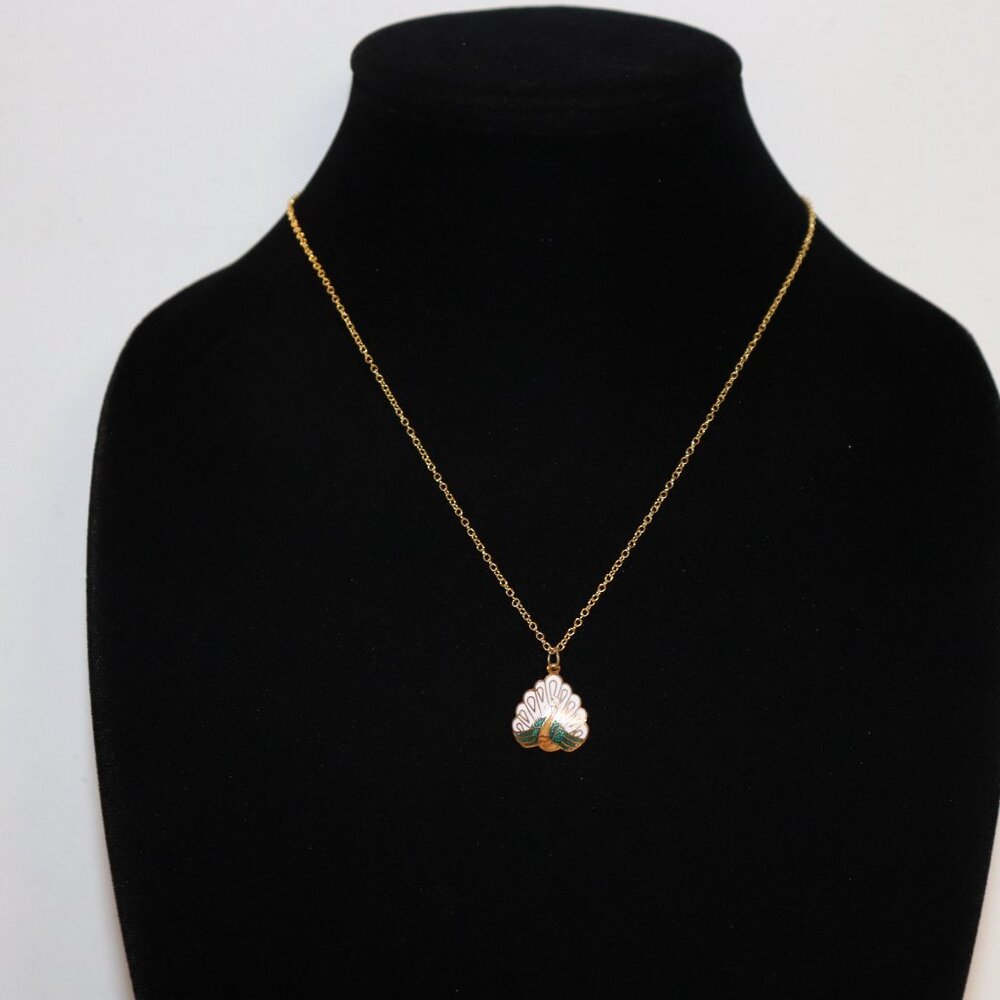 Beautiful vintage gold peacock necklace 18" - Picture 5 of 5